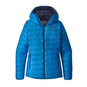 Patagonia Women’s Down Sweater Hoodie in Lapiz Blue Sz S